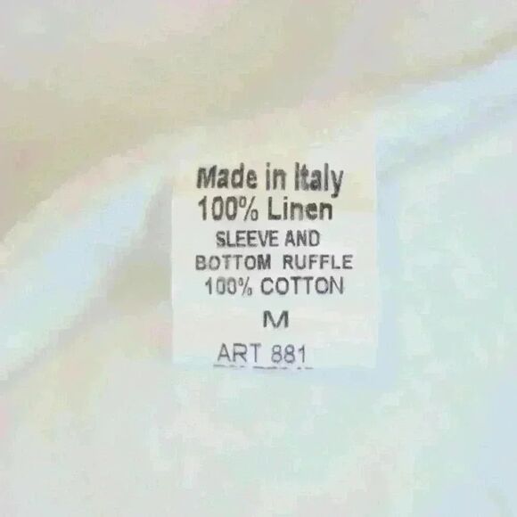 Terzo Millennio White Linen Gathered Crew-Neck Blouse – Size Medium - Picture 3 of 6